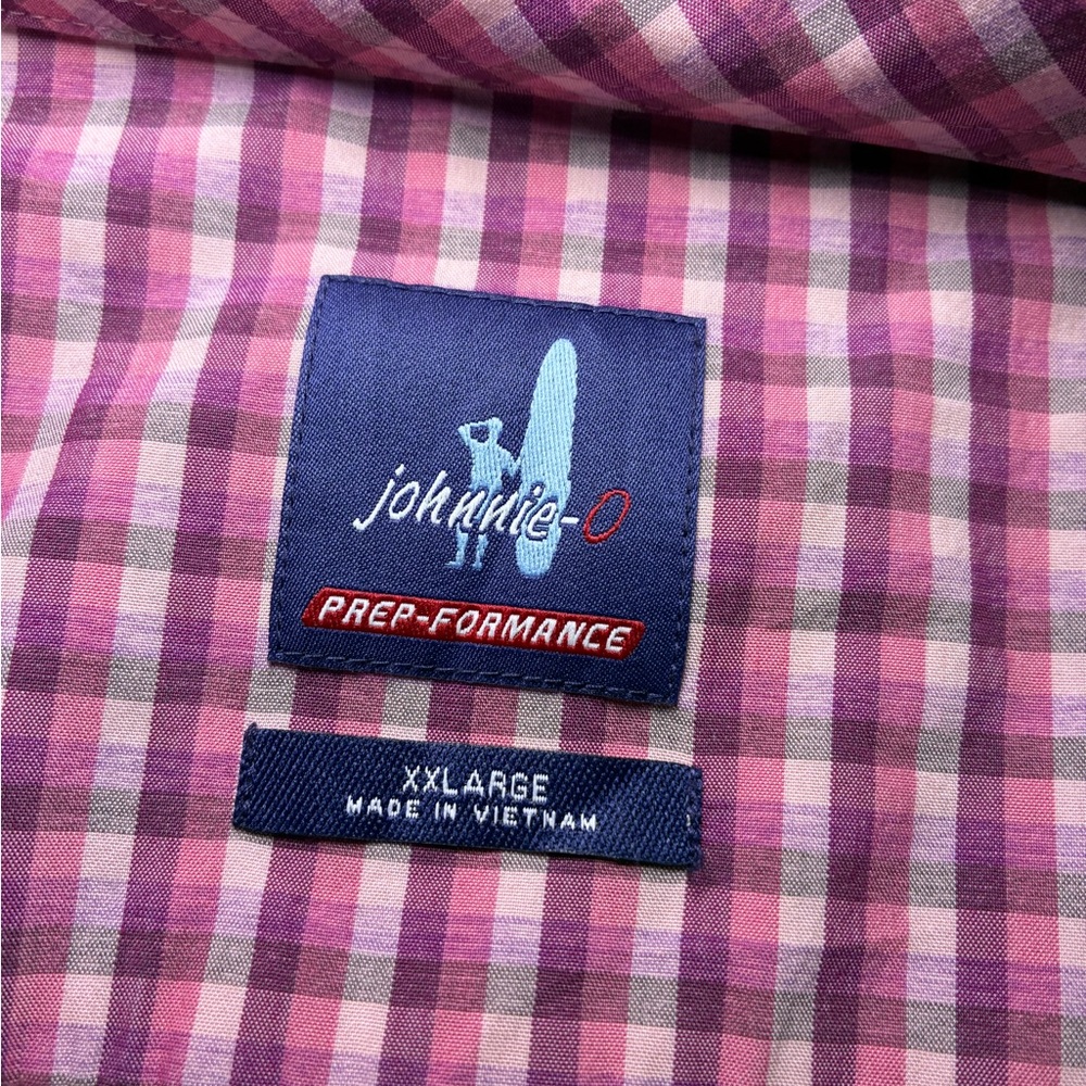 Lot of 2 johnnie-O Prep-Formance Gingham Button Down Shirts Mens XXL Purple Blue - Picture 4 of 11